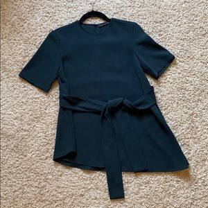 Zara Women Asymmetrical Tie Blouse (Forest Green)